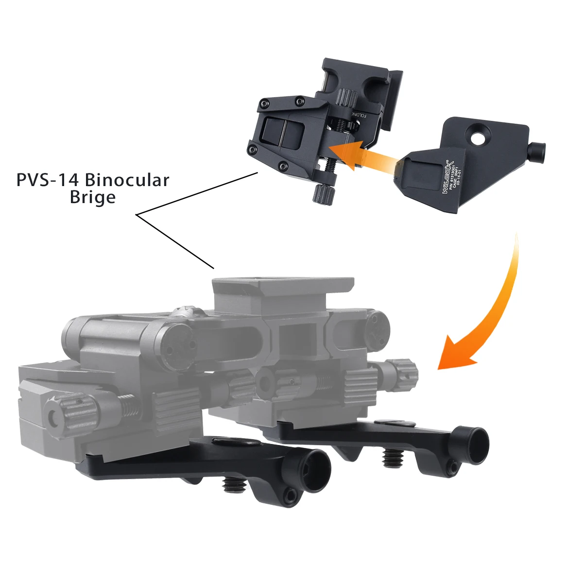 Gafas de visión nocturna tácticas Airsoft PVS-14 NVG, conjunto de soporte de montaje para parejas, binoculares de PVS-14 abatibles hacia el lado, puente Monocular - imagen 2