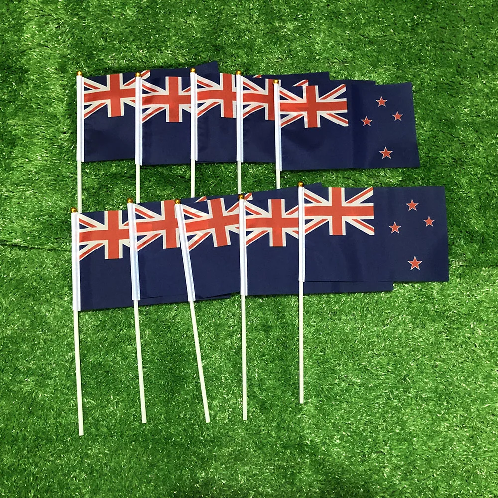 SKY FLAG Bandera de mano de Nueva Zelanda 14x21cm 10/20/50/100 Uds poliéster penetración de doble cara Bandera de mano de Nueva Zelanda para decoración - imagen 2