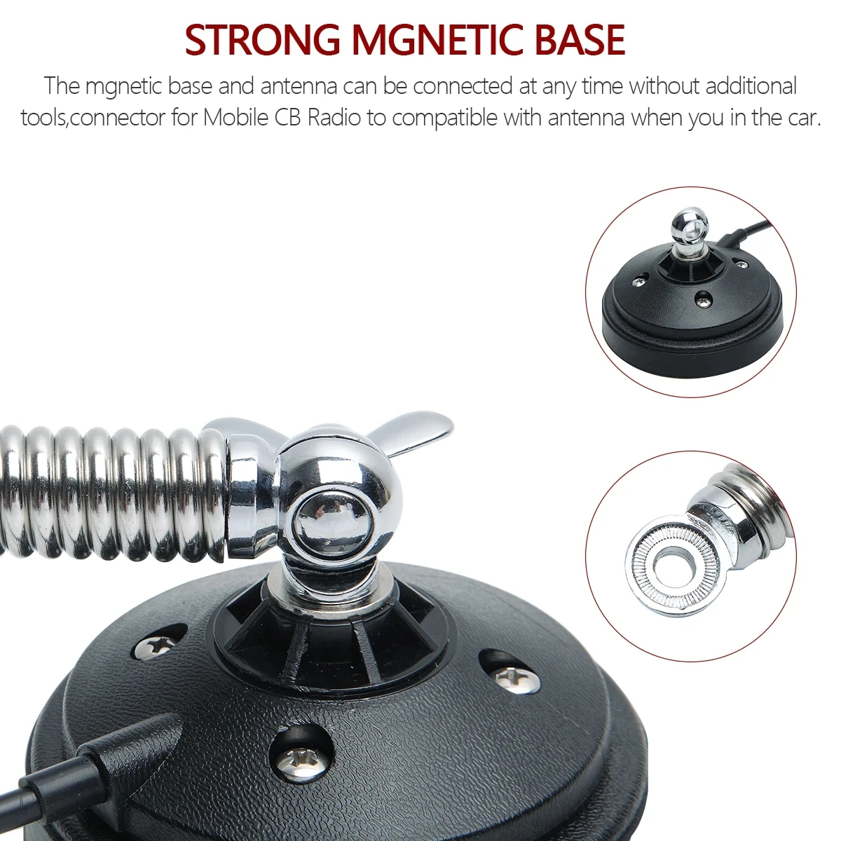 Conector de PL-259 de antena de Radio ABBREE AR-T3 CB con Base magnética fuerte, Cable de alta ganancia para Radio móvil de coche Baofeng Quansheng - imagen 4