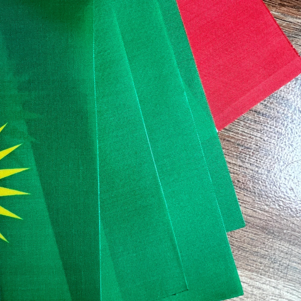 Bandera de mano kurda nacional con palo plástico – Kurdistán