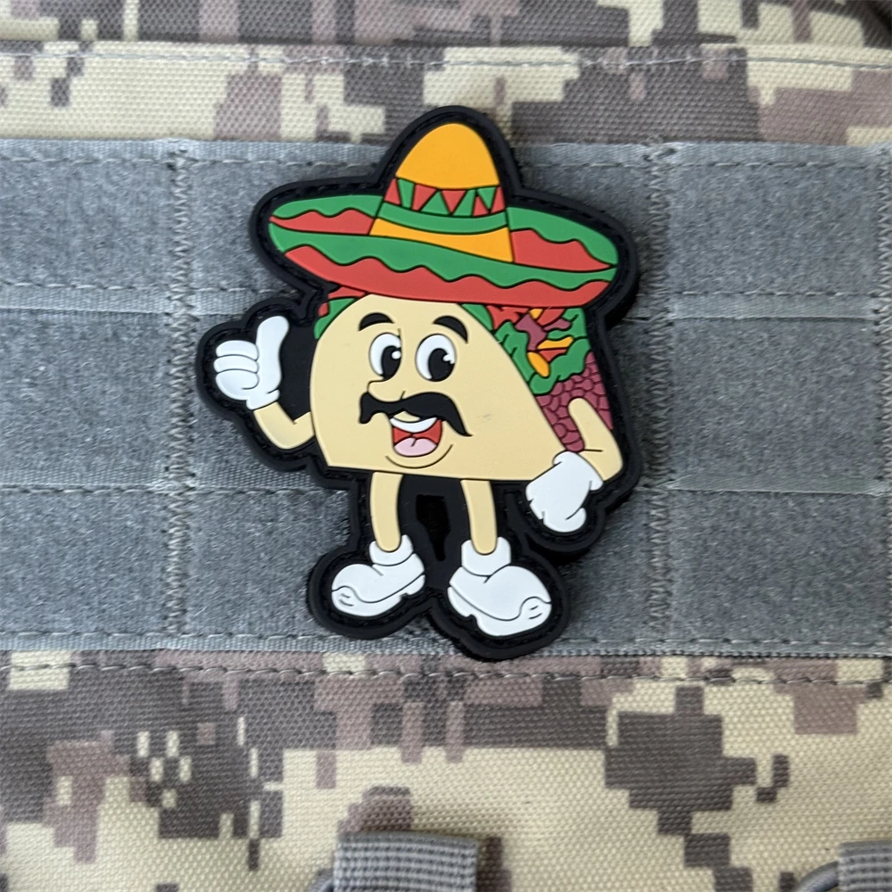 Parche divertido de Taco Regular, brazalete táctico militar de moral del ejército, parches de gancho y bucle de PVC 3D para pegatina de mochila - imagen 2