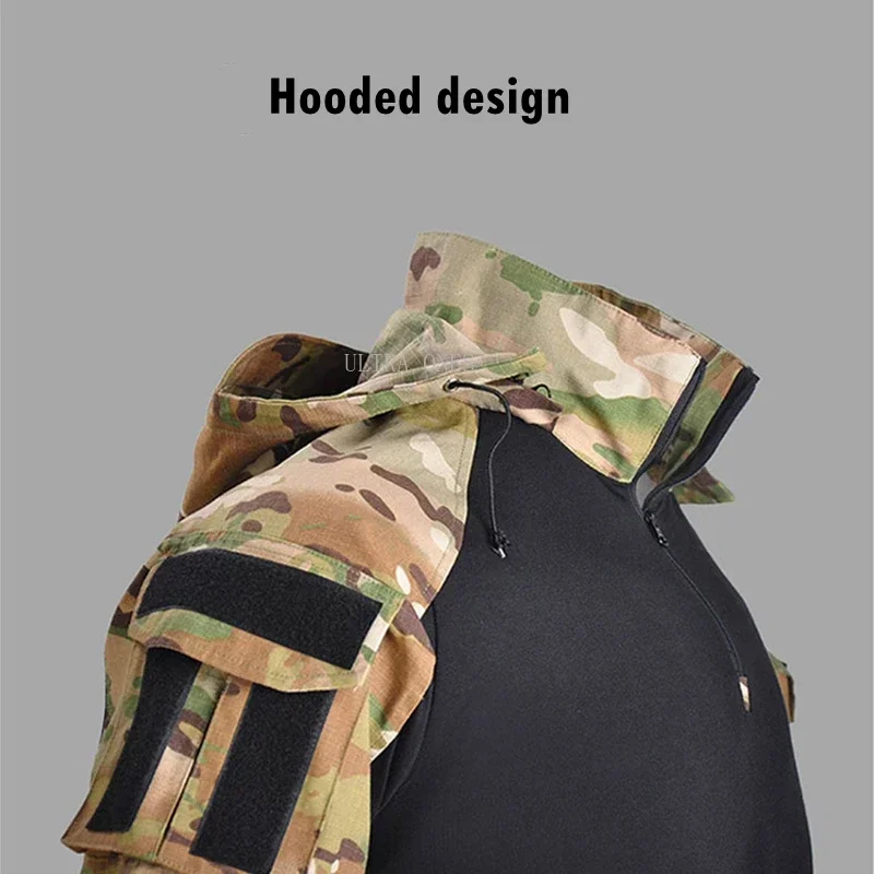Camisas de camuflaje táctico de manga larga, ropa de entrenamiento de combate de Paintball Airsoft transpirable, Camiseta deportiva de caza y tiro - imagen 4