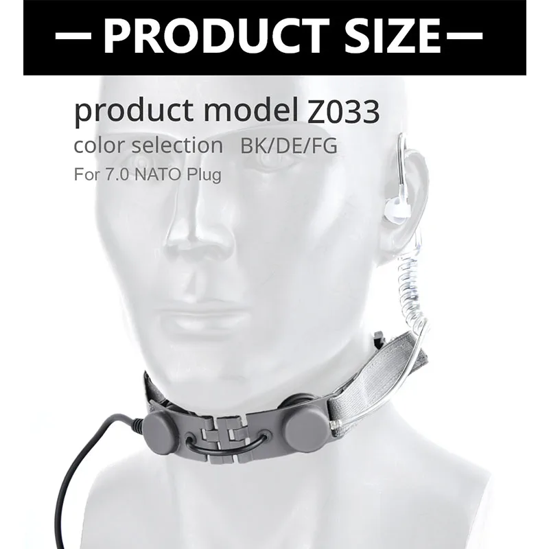 Micrófono táctico WADSN para garganta, eaphone laríngeo para Kenwood BaoFeng UV-5R UV-5X UV-82, auriculares, micrófono, Walkie, Radio U94 P - imagen 2