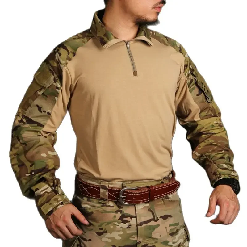 Camisas tácticas GEN3, camisa de combate de manga larga para hombre, ropa de caza Ripstop con cremallera 1/4, camisetas de entrenamiento CP Camoufalge Airsoft - imagen 4