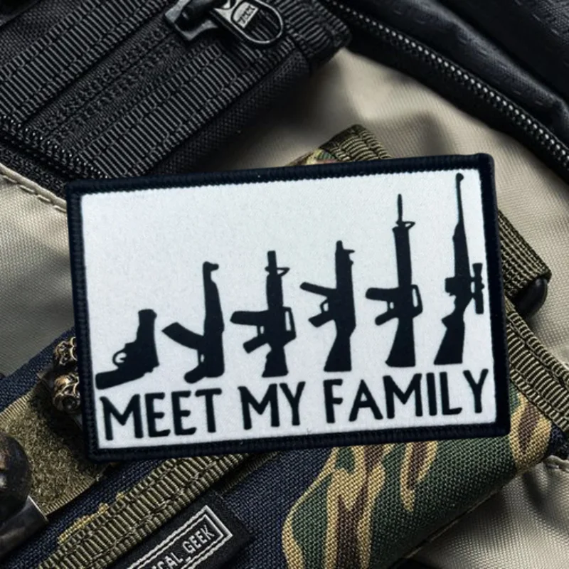 Parche con estampado Meet My Family, chaleco táctico, gancho y bucle, sombrero, insignia de moral, mochila, pegatinas decorativas, parches para brazalete para ropa - imagen 5
