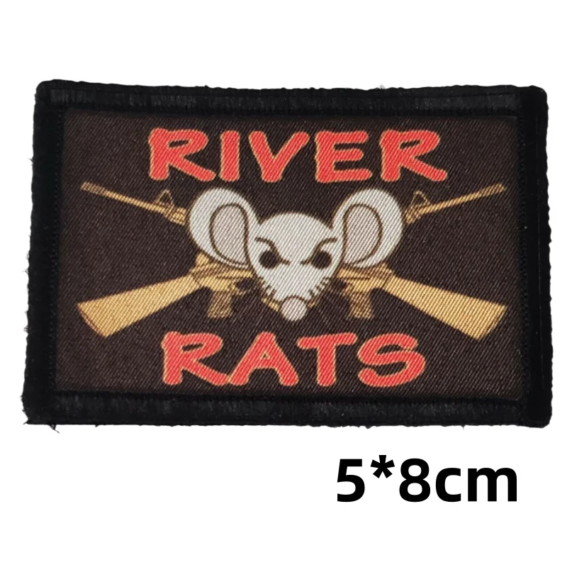 Parches tácticos estampados de ratas de Río, Parche de gancho y bucle para chaleco, insignia militar de moral de ratón y pistola, brazalete, pegatinas de mochila - imagen 3