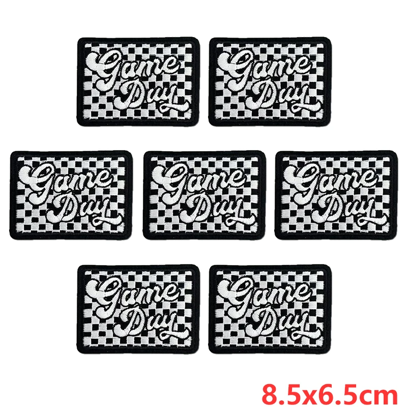 10 unids/lote parche bordado de texto/frase negro parches para planchar para ropa parches termoadhesivos para ropa insignia Fusible/de costura - imagen 3