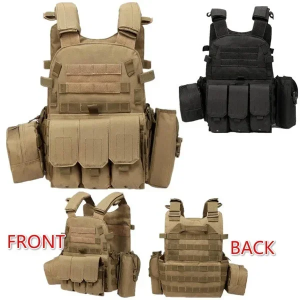 Chaleco táctico Molle Gear, bolsa de nailon, armadura corporal, portador de placa de caza, accesorios Airsoft, combate militar, chaleco de juego de guerra del Ejército, 6094 - imagen 5