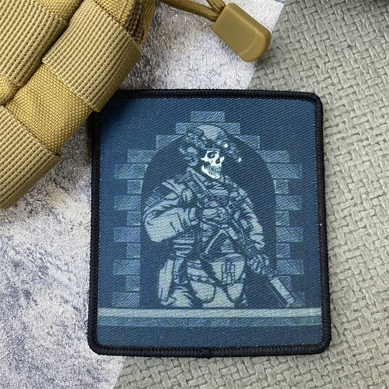Parche estampado táctico de soldado esqueleto "No Empathy", equipo militar, brazalete, gancho y bucle, mochila, accesorios de ropa, pegatinas - imagen 5