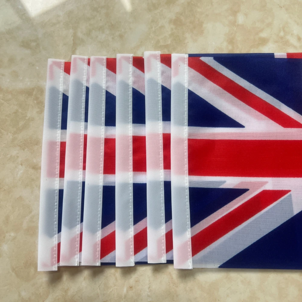 Bandera nacional de Inglaterra de 21x14cm, bandera voladora del Reino Unido, pancarta del Reino Unido de Gran Bretaña con mástilones de plástico, banderas onduladas a mano - imagen 5