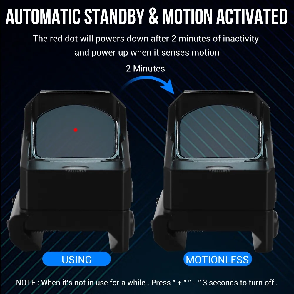 Mini mira telescópica táctica de punto rojo, pistola de reflejo MOA, 12 ajustes de brillo para monturas de riel de 20mm - imagen 5