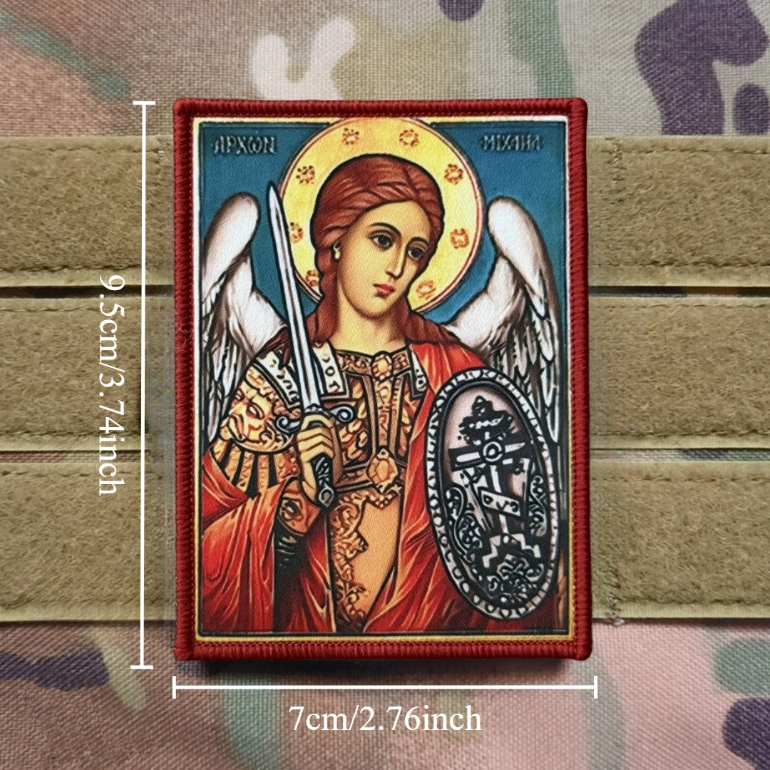 Parche táctico Chevron Morale "Arcángel Michael", brazalete militar con estampado cruzado, parches con gancho para ropa, pegatina para mochila - imagen 2