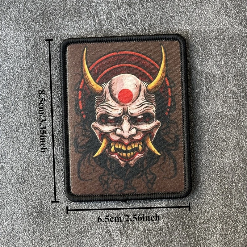 Parche táctico "Horned Evil Demon Samurai", insignia de moral militar, brazalete estampado, parches de gancho, ropa, mochila, pegatina - imagen 3