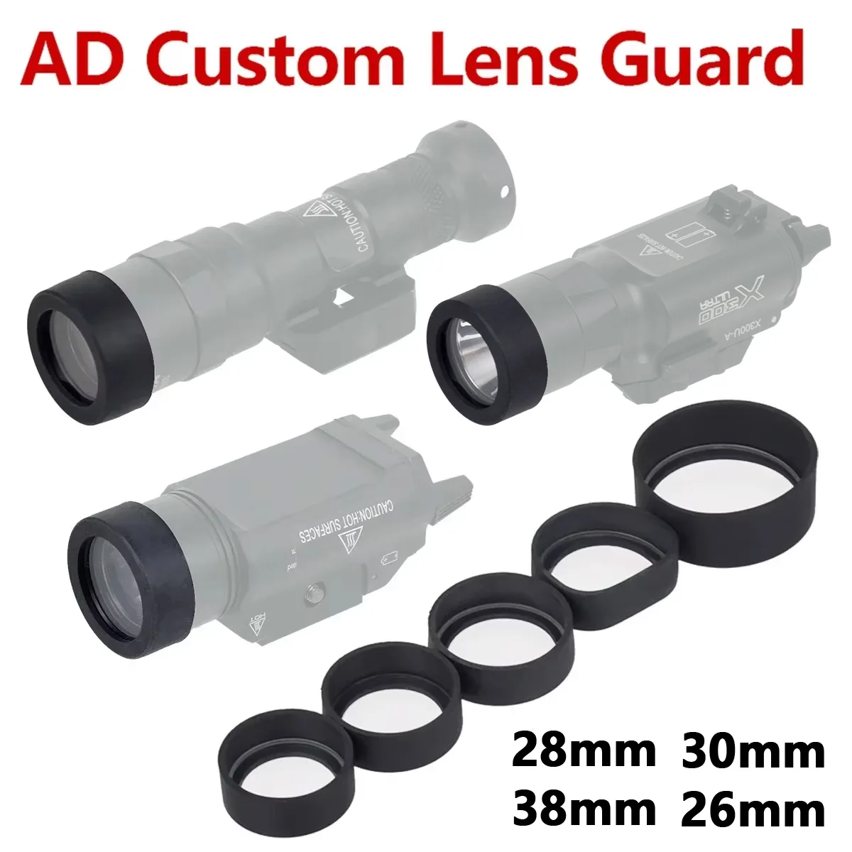 Armas de caza tácticas, luz LED, linterna AD, protector de lente personalizado, cubierta protectora de punto rojo para Surefir M300 M600 X300 X400 - imagen 3