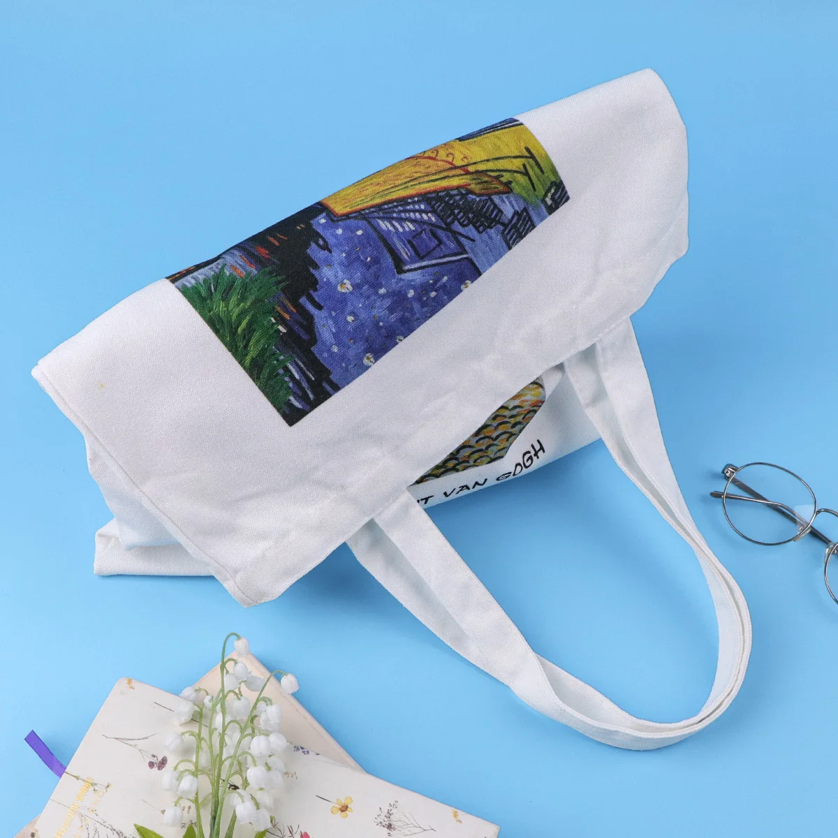 Bolso de lona Van Gogh plegable mano organizador y hombro escolar - imagen 2