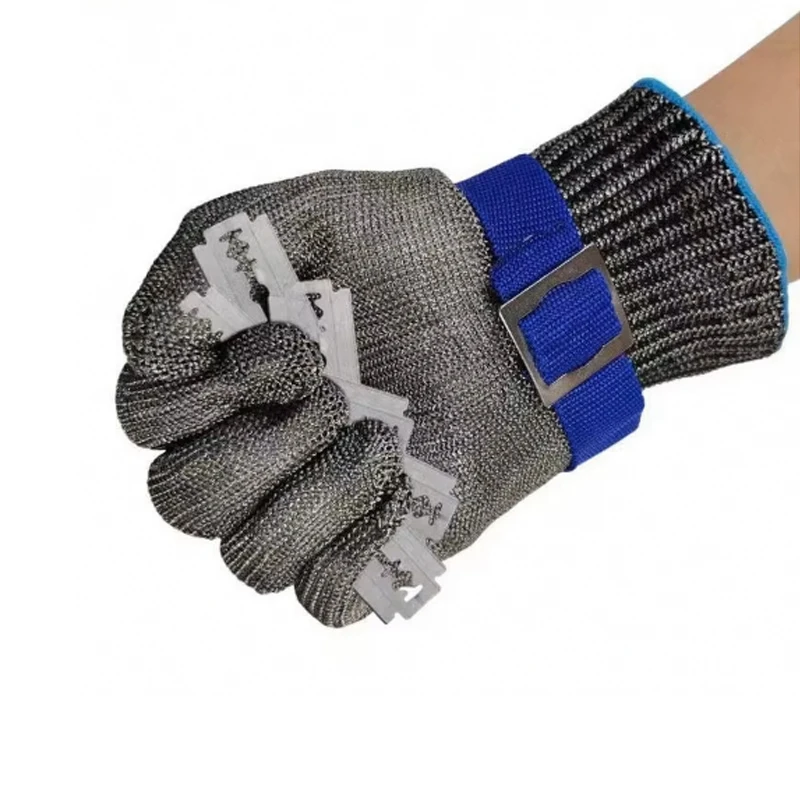 Guantes de seguridad laboral de acero inoxidable, anticorte y antiraspado, alambre de acero, corte y procesamiento de carne de mariscos, protección de manos - imagen 3