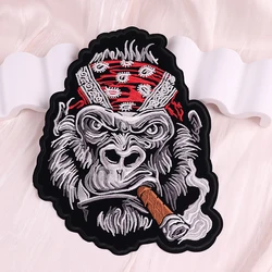 Parche bordado termoadesivo Punk calavera grande – mono para fumar