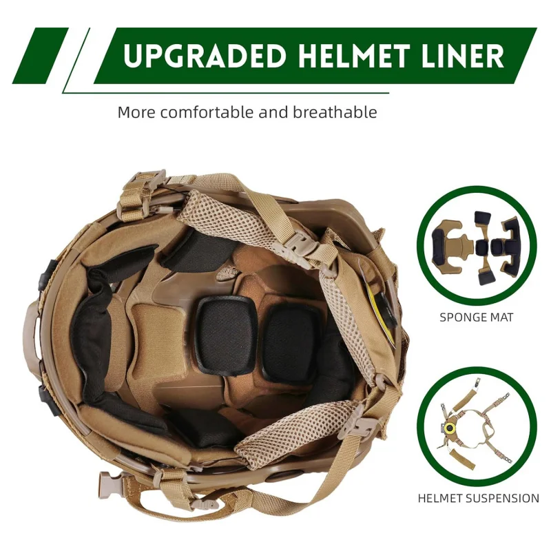 Casco Protector Táctico FAST Casco Táctico Ajustable con Bolsa para Batería y Cubierta para Airsoft, Cosplay, Equipo Militar - imagen 5