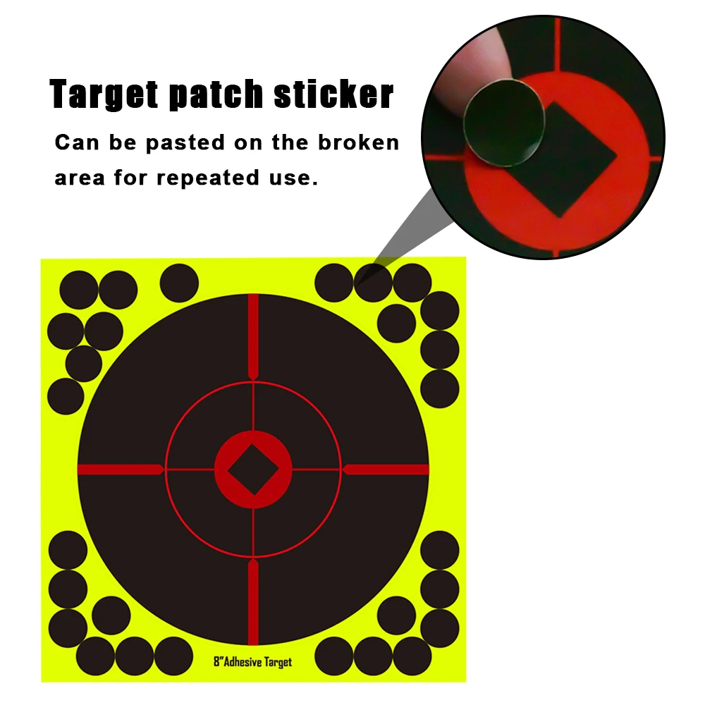 Pegatinas de objetivo de salpicaduras de 8 pulgadas, papel de destino autoadhesivo, papel de destino de tiro para competiciones, pegatina de práctica - imagen 3