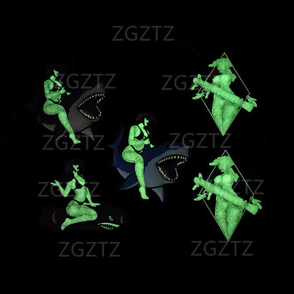 Soldado femenino sentado en tiburón pulpo Sharpshooter parche de goma 3D parche táctico militar bordado gancho y anillo - imagen 2