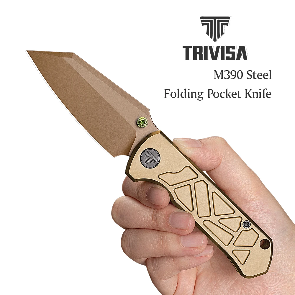 Cuchillo plegable TRIVISA Skarn M390, mango de titanio EDC - imagen 4