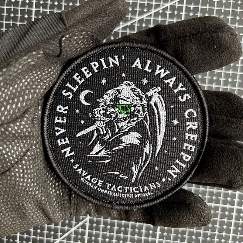 Parches tácticos Reaper, gancho y bucle bordados, nunca duerma siempre, insignia de moral espeluznante, brazalete militar, pegatina para mochila - imagen 5