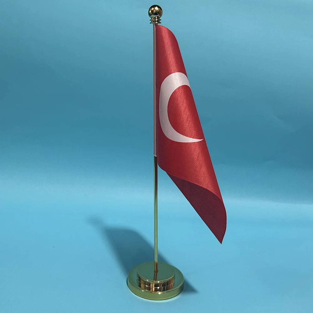 BANDERA DE SKY, escritorio de oficina, bandera pequeña de Turquía, 14x21cm, poliéster, bandera nacional de Turquía, cartel de país, adornos de escritorio, banderas - imagen 3