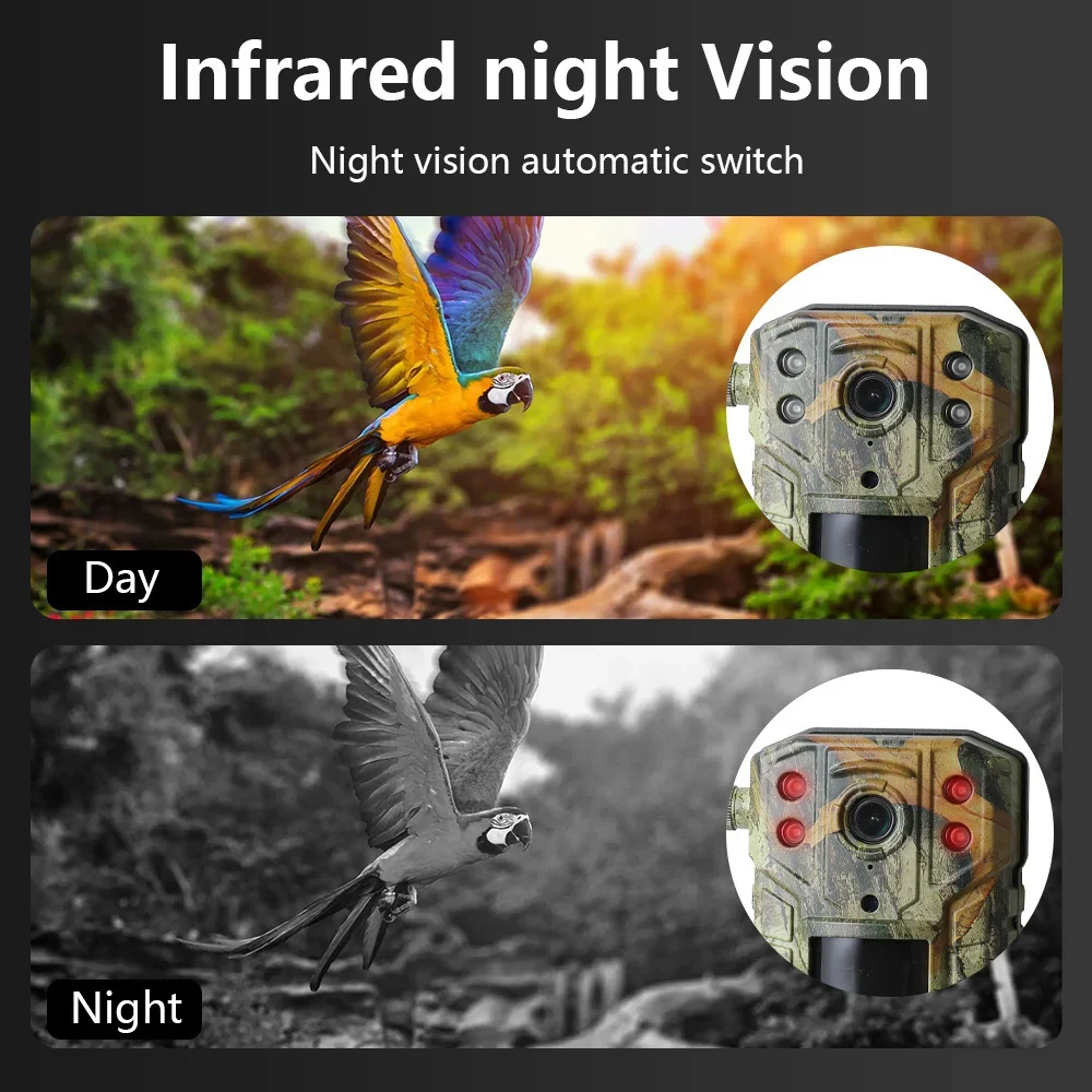 Cámara Solar impermeable para caza de senderos, dispositivo de visión nocturna, 4G, tarjeta SIM, 4MP, 14MP, 20M, detección de movimiento PIR, vida silvestre - imagen 5