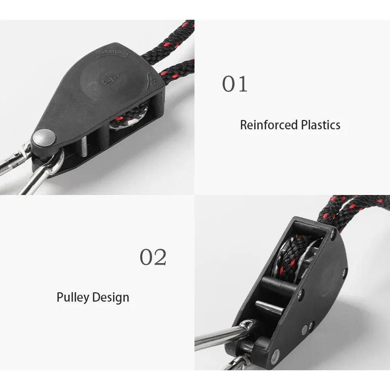 Tensor de cuerda de viento para tienda de piezas, polea ajustable con mosquetón, cierre de cuerda de nailon para acampada, senderismo y exteriores, 6 unidades - imagen 5