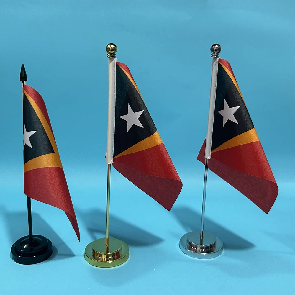 BANDERA SKY escritorio de oficina pequeña bandera de Timor-Leste bandera 14x21cm poliéster East Timor bandera nacional adornos de escritorio banderas
