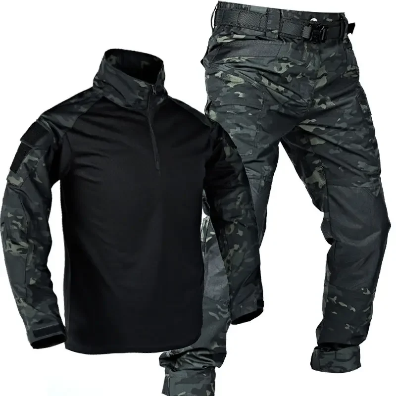 Traje táctico de rana para hombre, ropa transpirable de 2 piezas, camisas multifunción para exteriores, pantalones de trabajo con costuras, uniformes de otoño - imagen 5