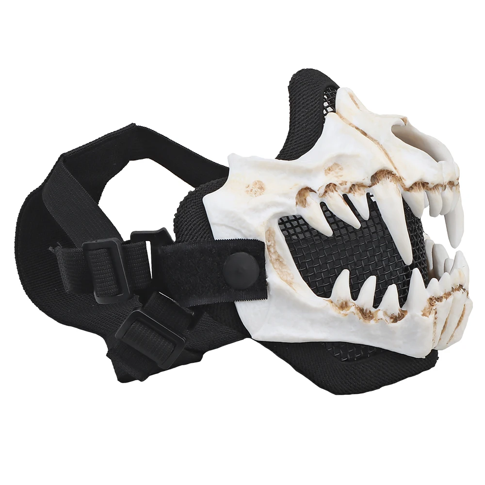 Mascarilla de media cara de malla de acero para Paintball, máscara protectora para Halloween, accesorios de caza y ciclismo - imagen 4