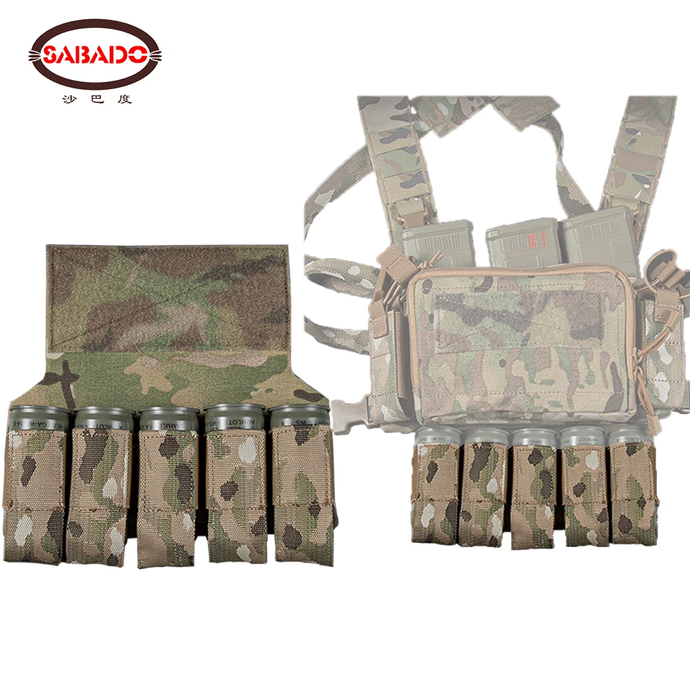 Bolsa de almacenamiento de Granada, gancho de bucle, chaleco de caza, Airsoft, accesorios de aparejo de pecho, táctica 5BH, 40MM, 5 Banger, 5 rondas, M203