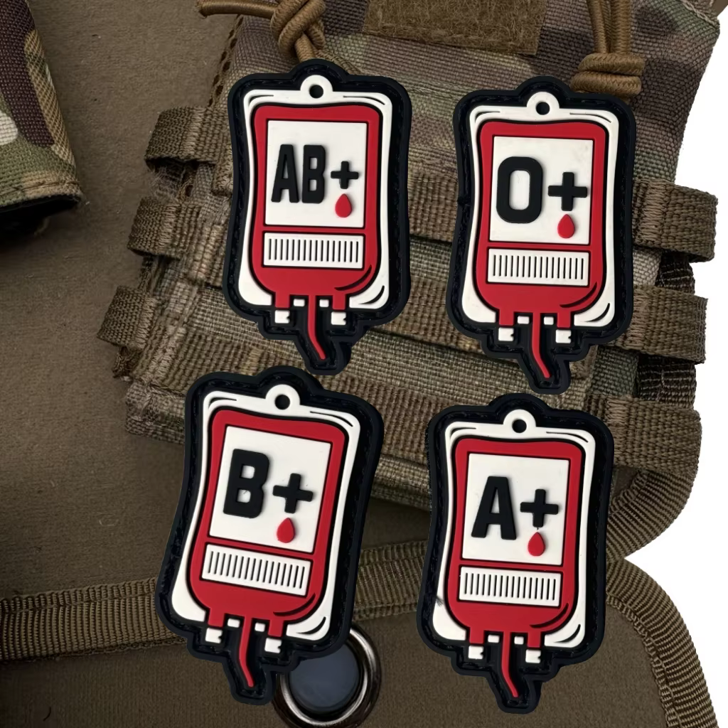 Parche táctico grupos sanguíneos – Insignia velcro para mochilas y brazaletes