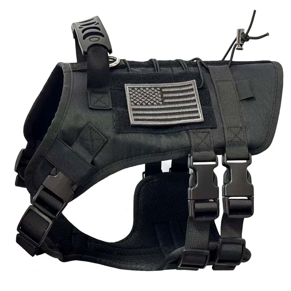 Arnés táctico para perros de alta resistencia para perros grandes, chaleco anti-tirón ajustable, almohadilla reforzada, arnés de pecho para perros de adiestramiento al aire libre