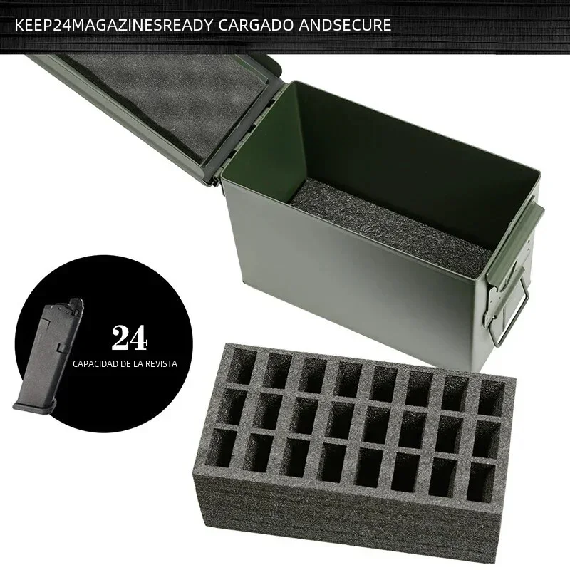 24 soporte para revistas de pistola de espuma para plástico. 50Cal munición puede insertar caja de municiones de acero calibre 50 (M2A1) reemplaza la bolsa con clip para pistola - imagen 5