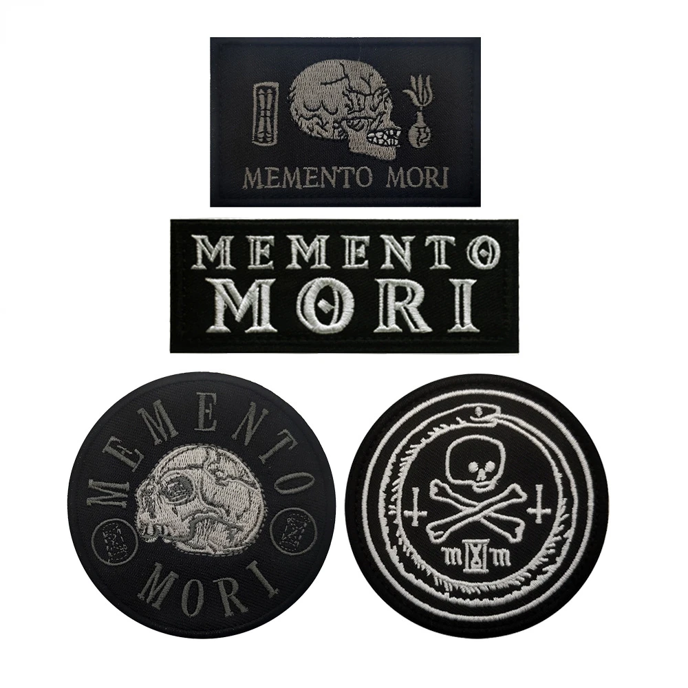 Memento Mori-Parche bordado de advertencia, emblema táctico, brazalete, aplique de calavera y huesos, insignia táctica conmemorativa - imagen 2