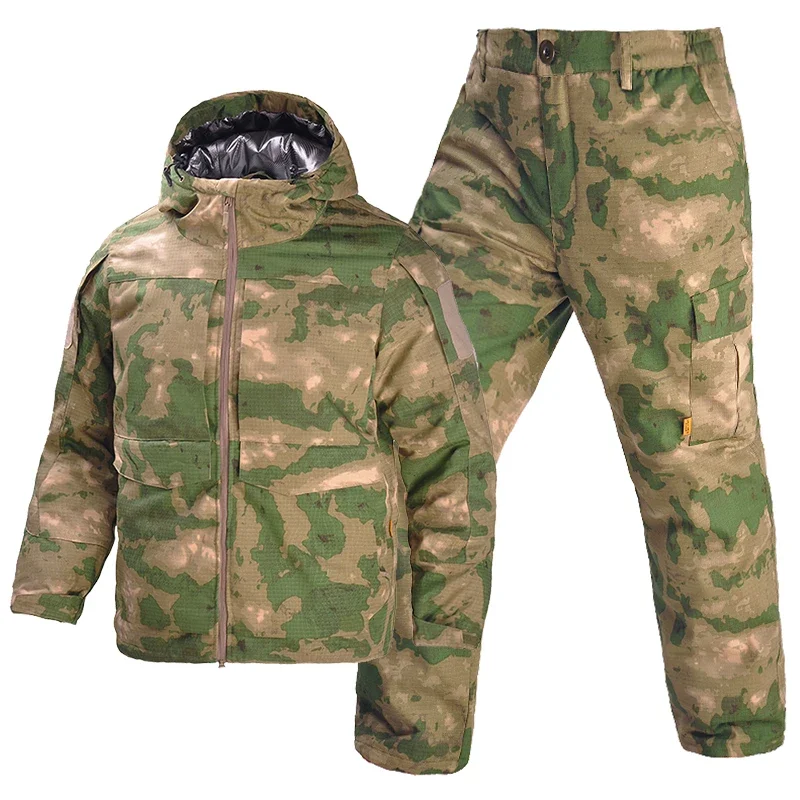 Conjunto de caza al aire libre para invierno, chaqueta impermeable gruesa y cálida de camuflaje, pantalones, ropa para hombre, uniforme táctico, trajes Ghillie resistentes al desgaste - imagen 2