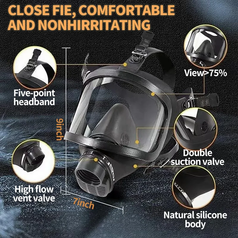 Mascarilla facial completa Pro MF14/87: filtro de vapor orgánico de 40 mm para laboratorios químicos, aerosol Agri, cabinas de pintura, desinfección industrial - imagen 3