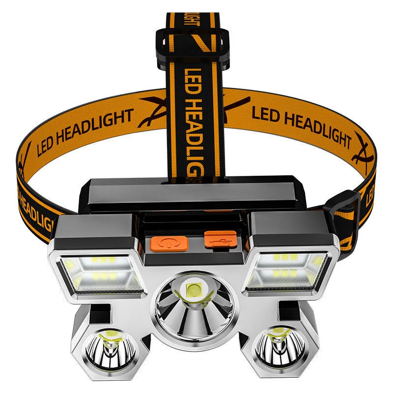 Linterna frontal de 5 LED, 4 modos, 200m, recargable por USB, linterna frontal impermeable con zoom para pesca al aire libre, Camping y senderismo - imagen 2
