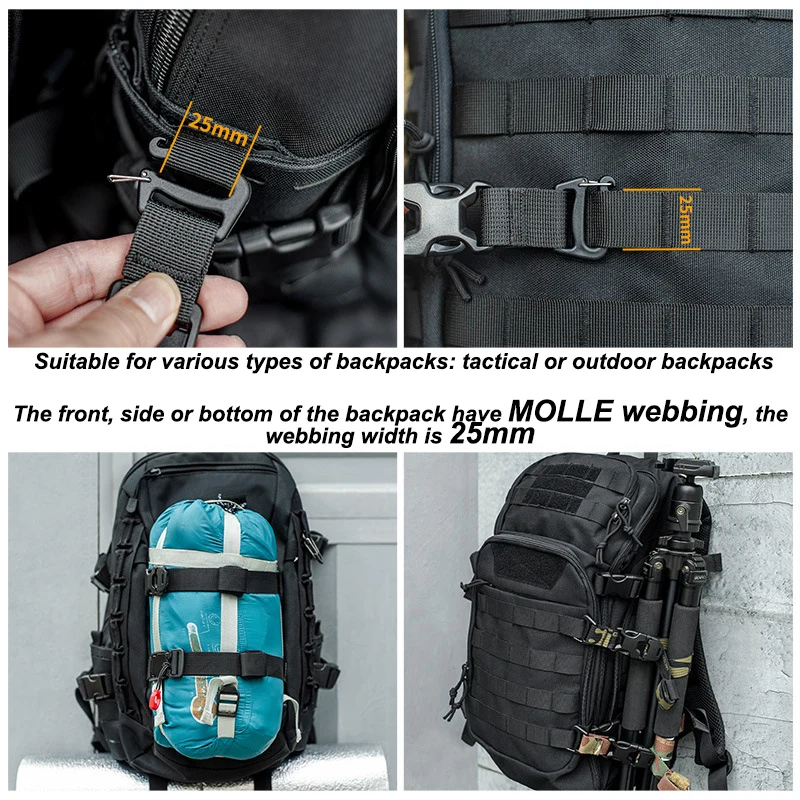 Correas MOLLE con Clips de hebilla, correas de compresión para equipo táctico, accesorio para mochila, correas de equipaje, herramientas - imagen 4