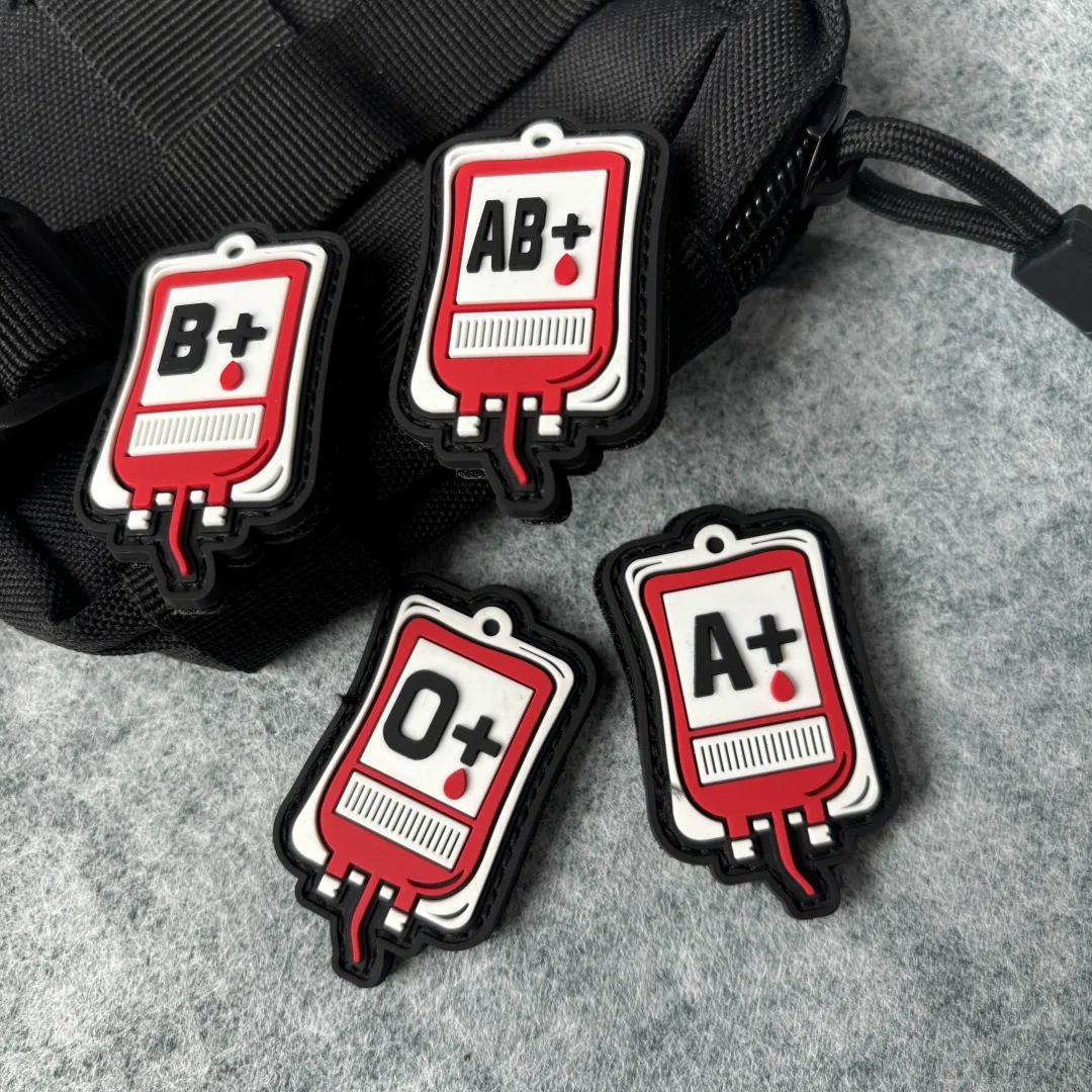 Parche táctico Blood Group "A + B + AB + O +", emblema de gancho y bucle de PVC, insignia de moral militar, nueva brazalete adhesivo, pegatinas para mochila - imagen 4