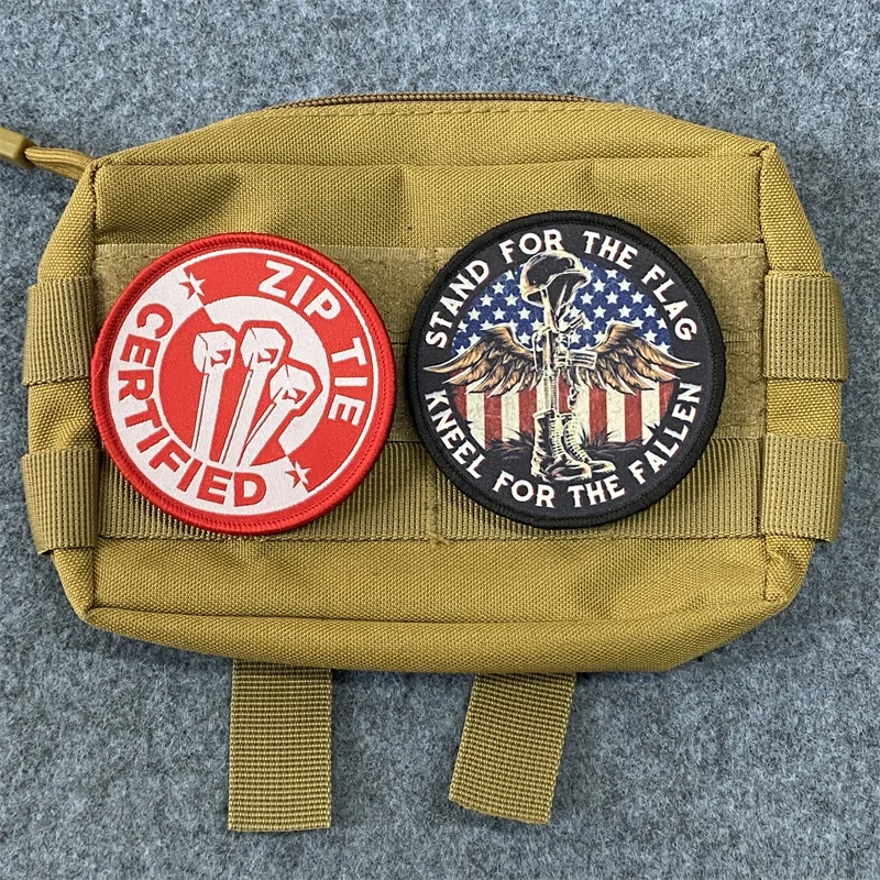 Parche certificado con cremallera para la bandera de Kneel, insignia de moral táctica caída, gancho y lazo, parches de mochila para ropa - imagen 2