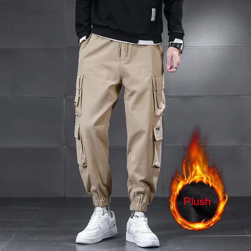 Pantalones Cargo impermeables de lana de cordero para hombre, ropa deportiva informal cálida, prendas de vestir para deportes de invierno, novedad - imagen 2