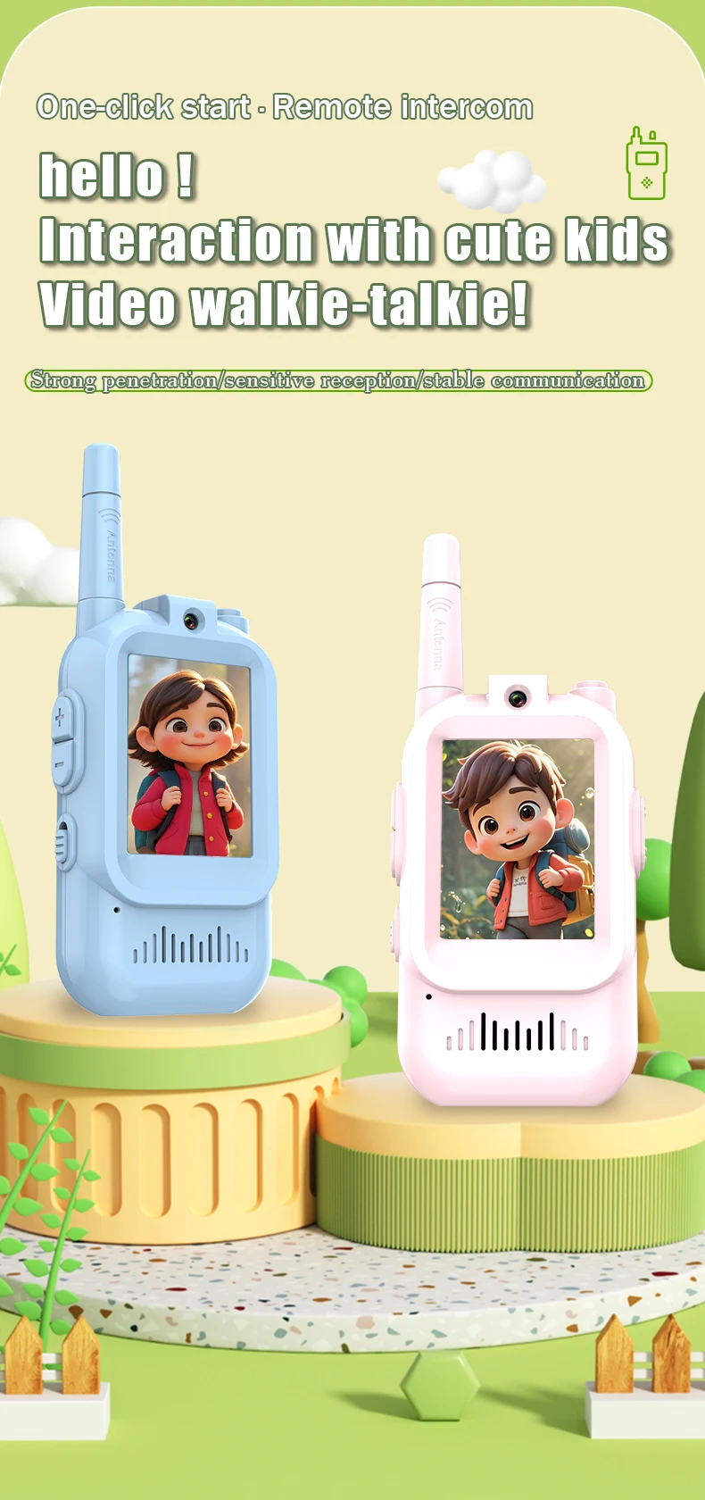 Walkie talkies de vídeo para niños, pack de 2