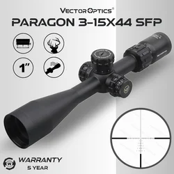 Vector Optics Paragon 3-15X44 Sfp mira telescópica retícula de vidrio grabada en configuración Mil para tácticas de caza