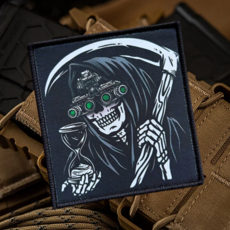 Parche de cuenta regresiva a la muerte, insignia de moral de calavera de Reaper, brazalete con gancho y bucle, parches estampados militares, pegatinas tácticas para mochila de muerte - imagen 5