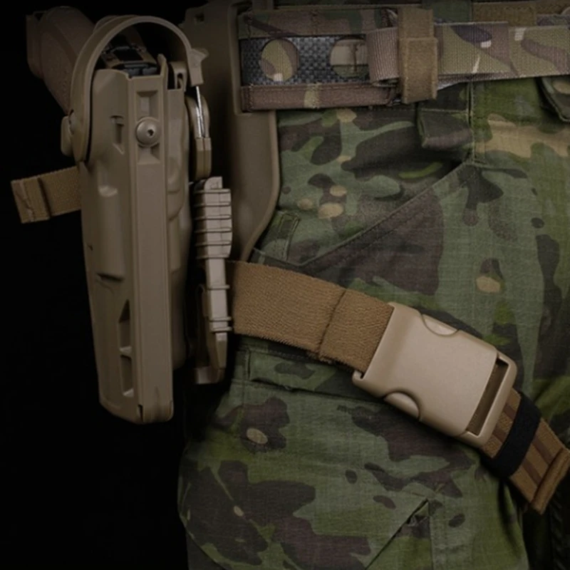 Juego de funda táctica para pistola, correa para pierna, cinturón de nailon para muslo, correa elástica para muslo con hebilla de liberación rápida, funda para pistola QLS 19 22 - imagen 5