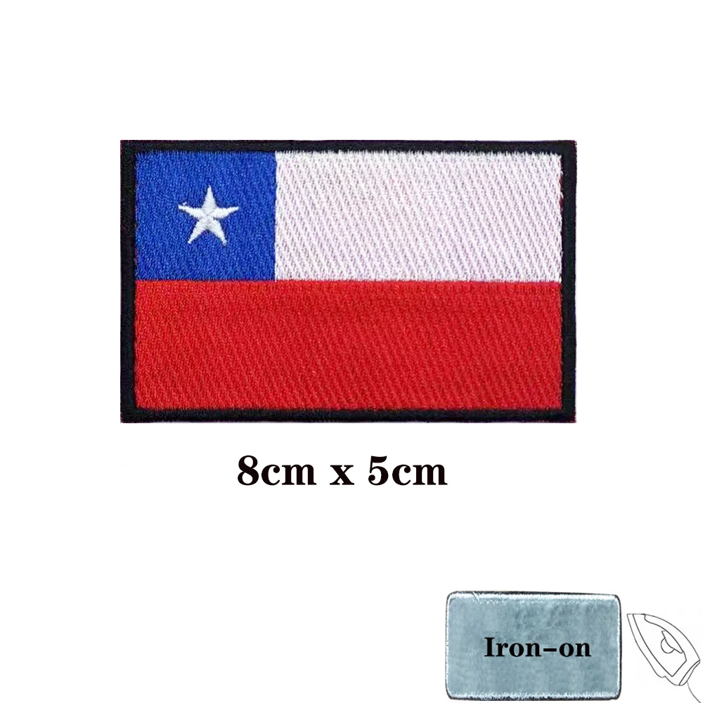 Parches de bandera de Chile, brazalete, parche bordado, gancho y bucle, insignia bordada con hierro, raya militar - imagen 2