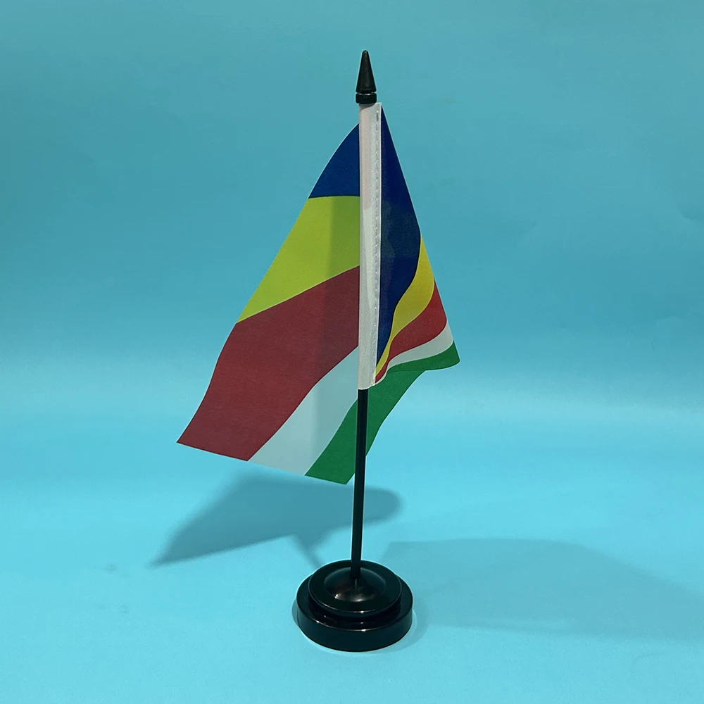 BANDERA DE SKY, bandera de escritorio de oficina de Seychelles, 14x21cm, poliéster, bandera nacional de la República de Seychelles, adornos de escritorio, banderas - imagen 5